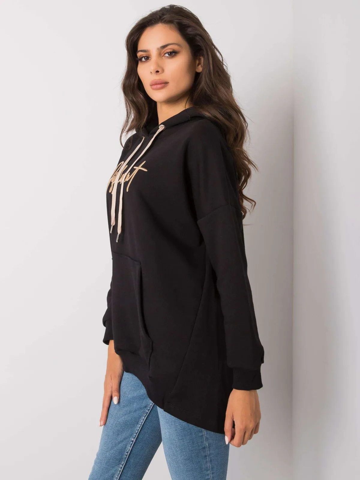 Khaki bawełniana bluza z kapturem - zdjęcie 3