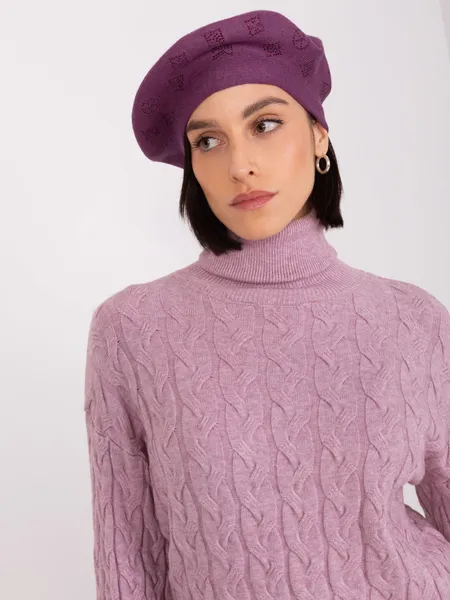 Fuksjowy beret z kaszmirem