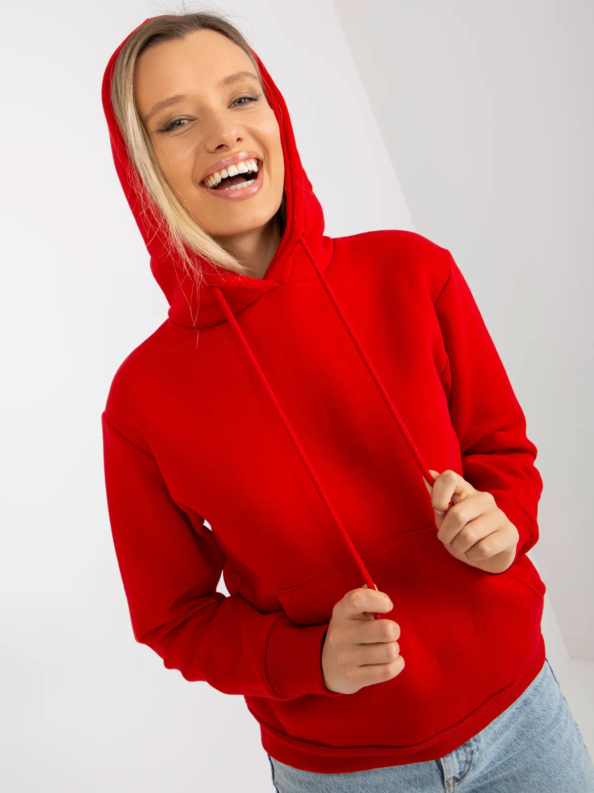 Ciemnoszara dresowa bluza basic kangurka RUE PARIS - zdjęcie 6