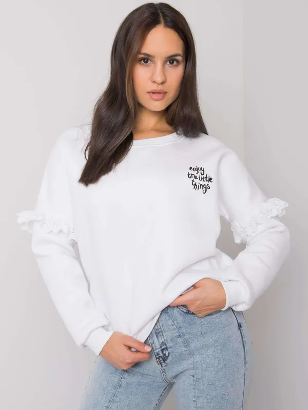 Bluza oversize z napisem i ozdobnymi falbanami