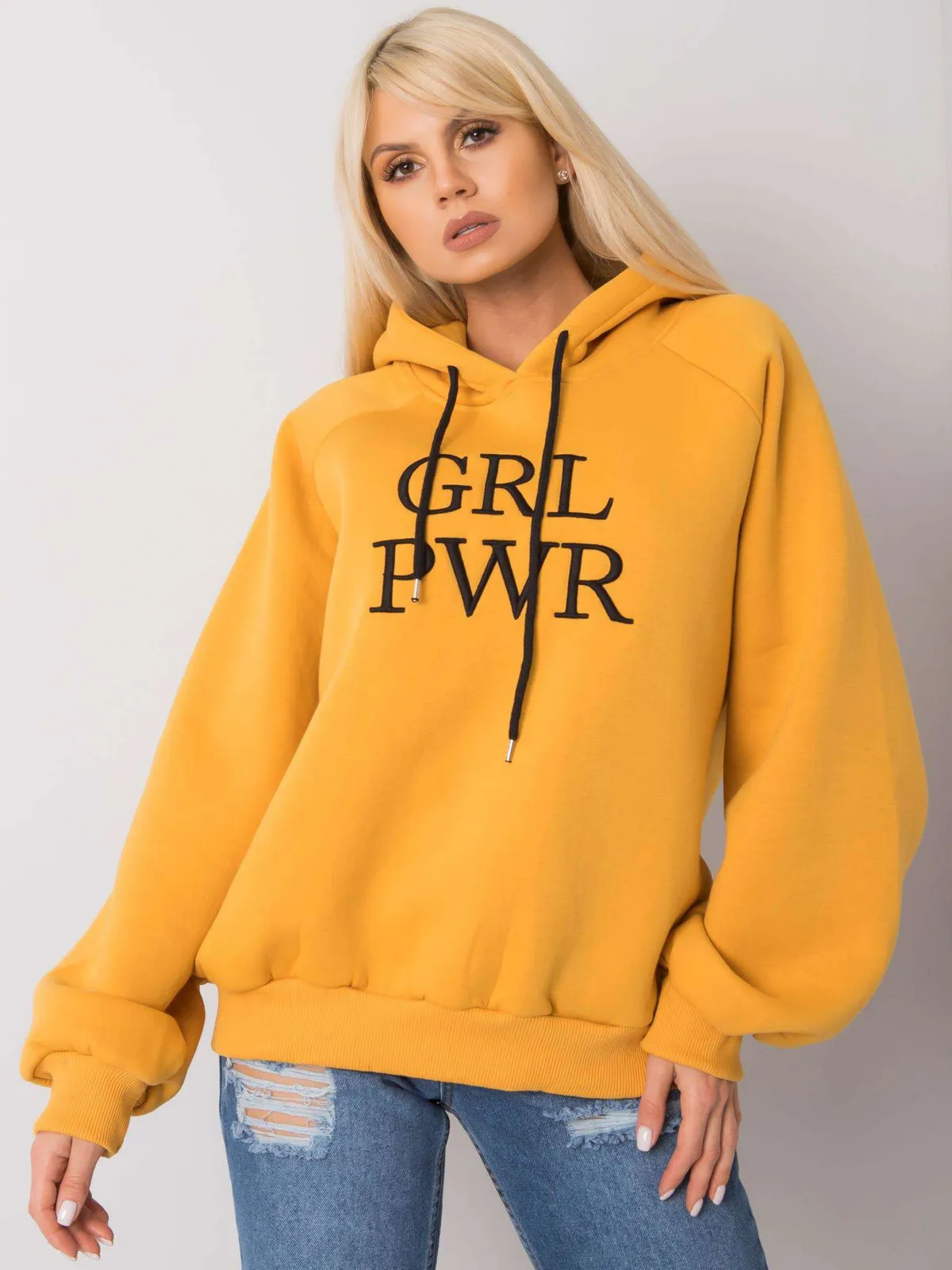 Ciemnoniebieska ocieplana bluza dresowa oversize - zdjęcie 2