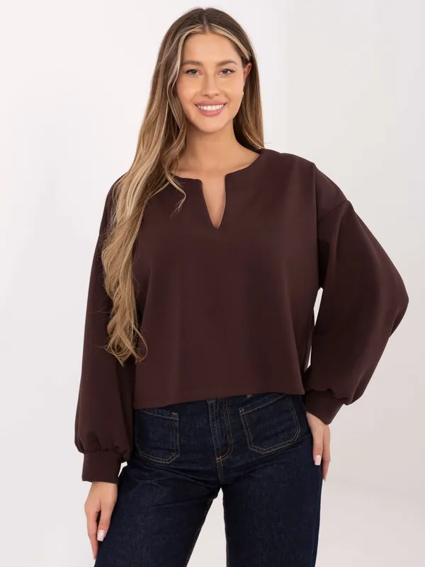 Bluza oversize z ozdobnym rozcięciem pod szyją