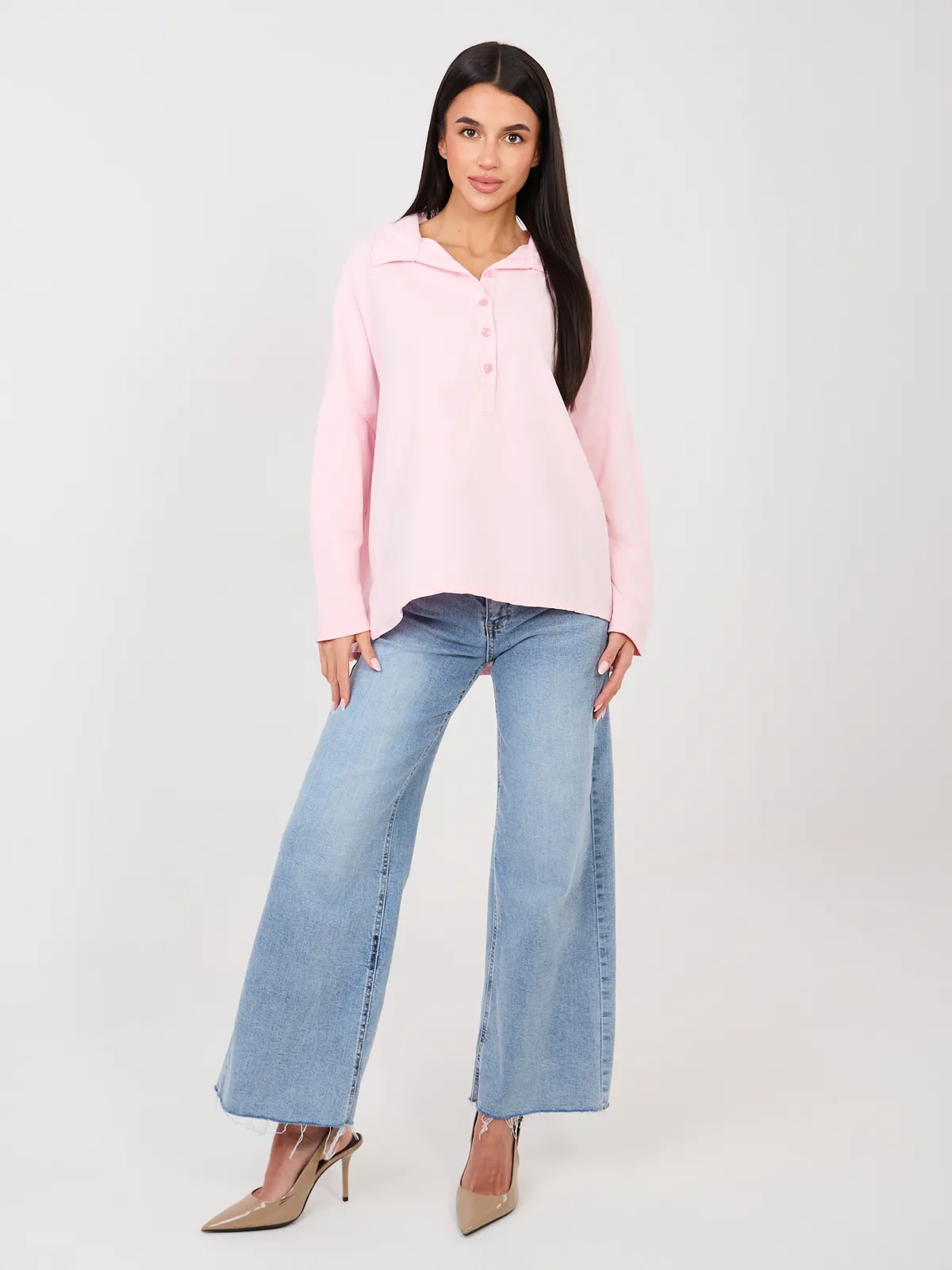 Luźna koszula oversize o kroju boyfriend - zdjęcie 1