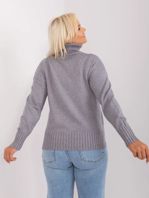 Jasnobeżowy damski sweter plus size z rozcięciami