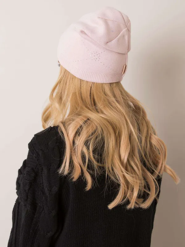 RUE PARIS Jasnoróżowa czapka beanie