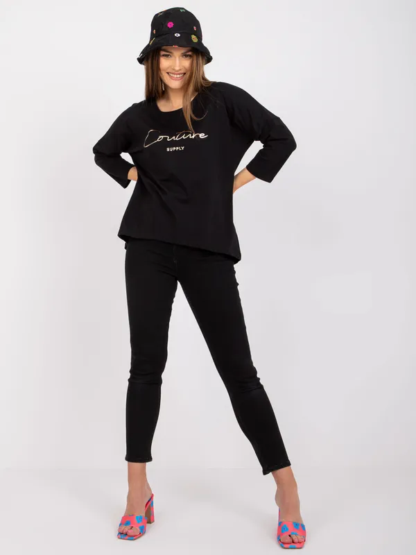 Casualowa bluzka z napisem w stylu oversize