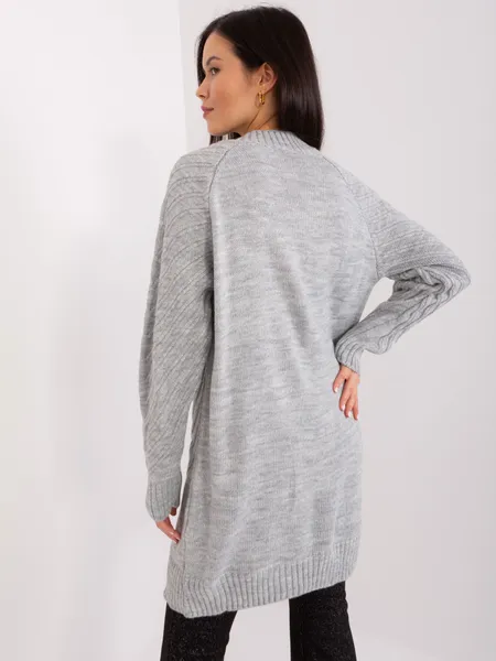 Ciemnoszary długi sweter oversize z półgolfem