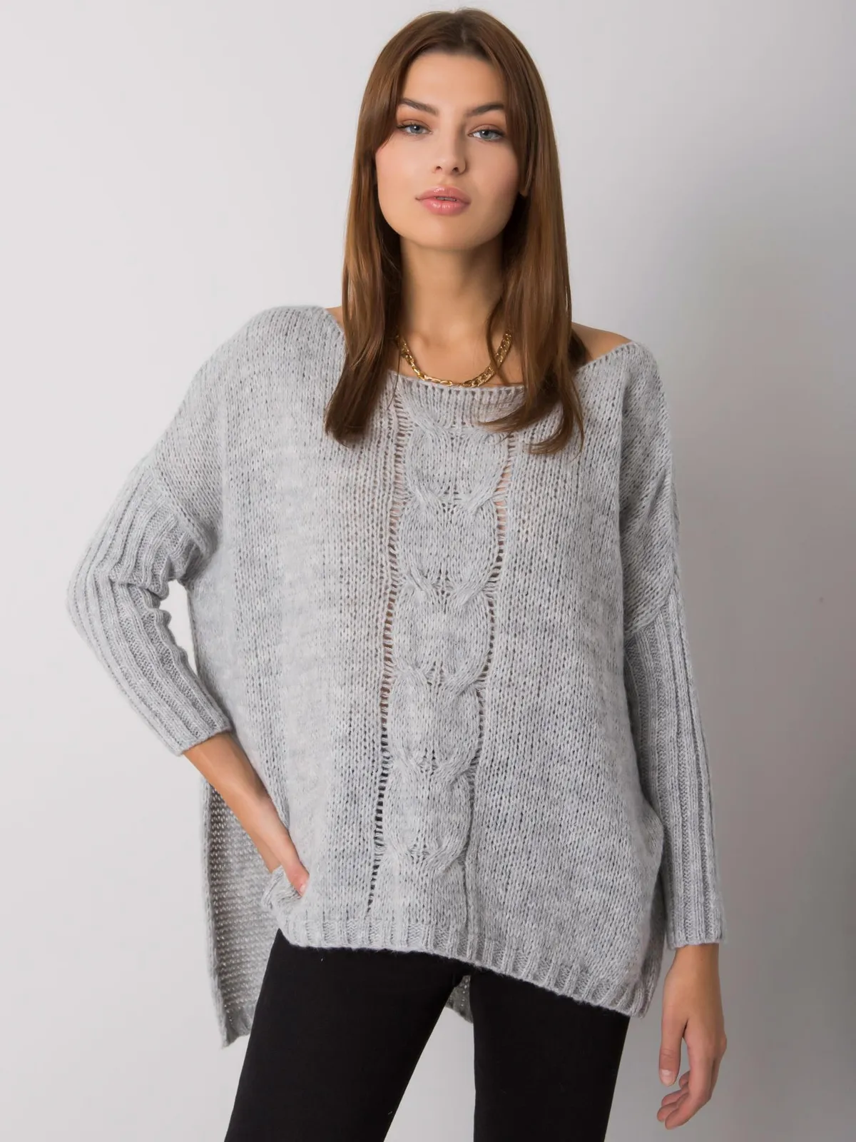 OCH BELLA Szary sweter oversize - zdjęcie 5