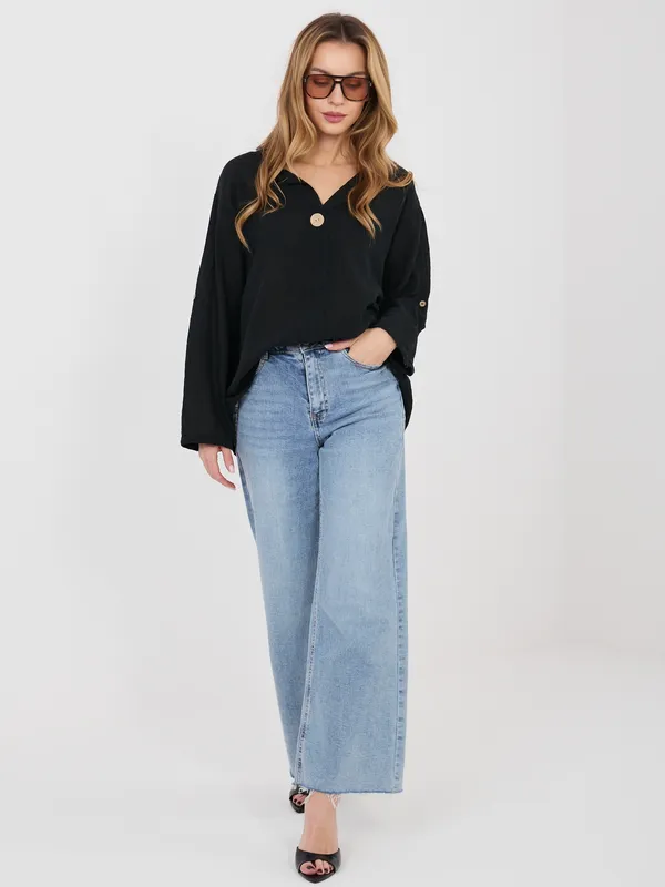 Casualowa koszula z podwijanymi rękawami i guzikami