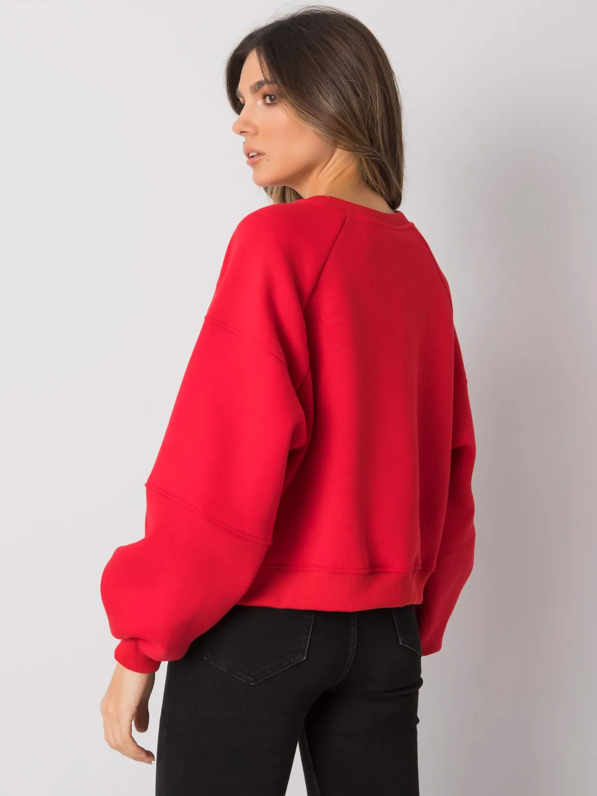 Krótka bluza oversize z bufiastymi rękawami - zdjęcie 1