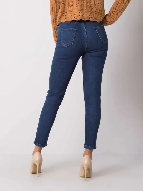RUE PARIS Niebieskie spodnie jeansowe skinny - widok 2