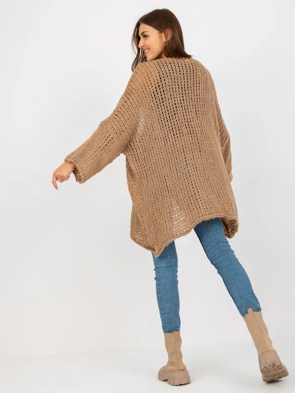 Brązowy dzianinowy kardigan oversize OCH BELLA