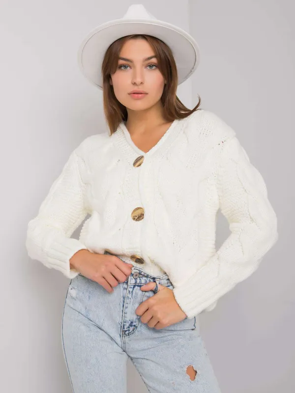 RUE PARIS Ecru sweter rozpinany - widok 2