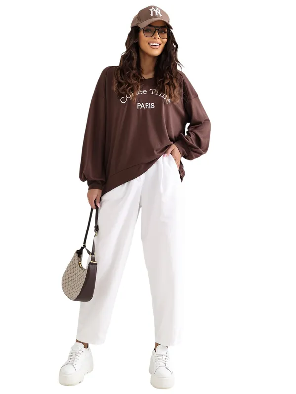 Luźna bluza oversize z napisem Coffee Time