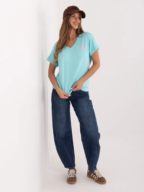Casualowy t-shirt z dekoltem w serek