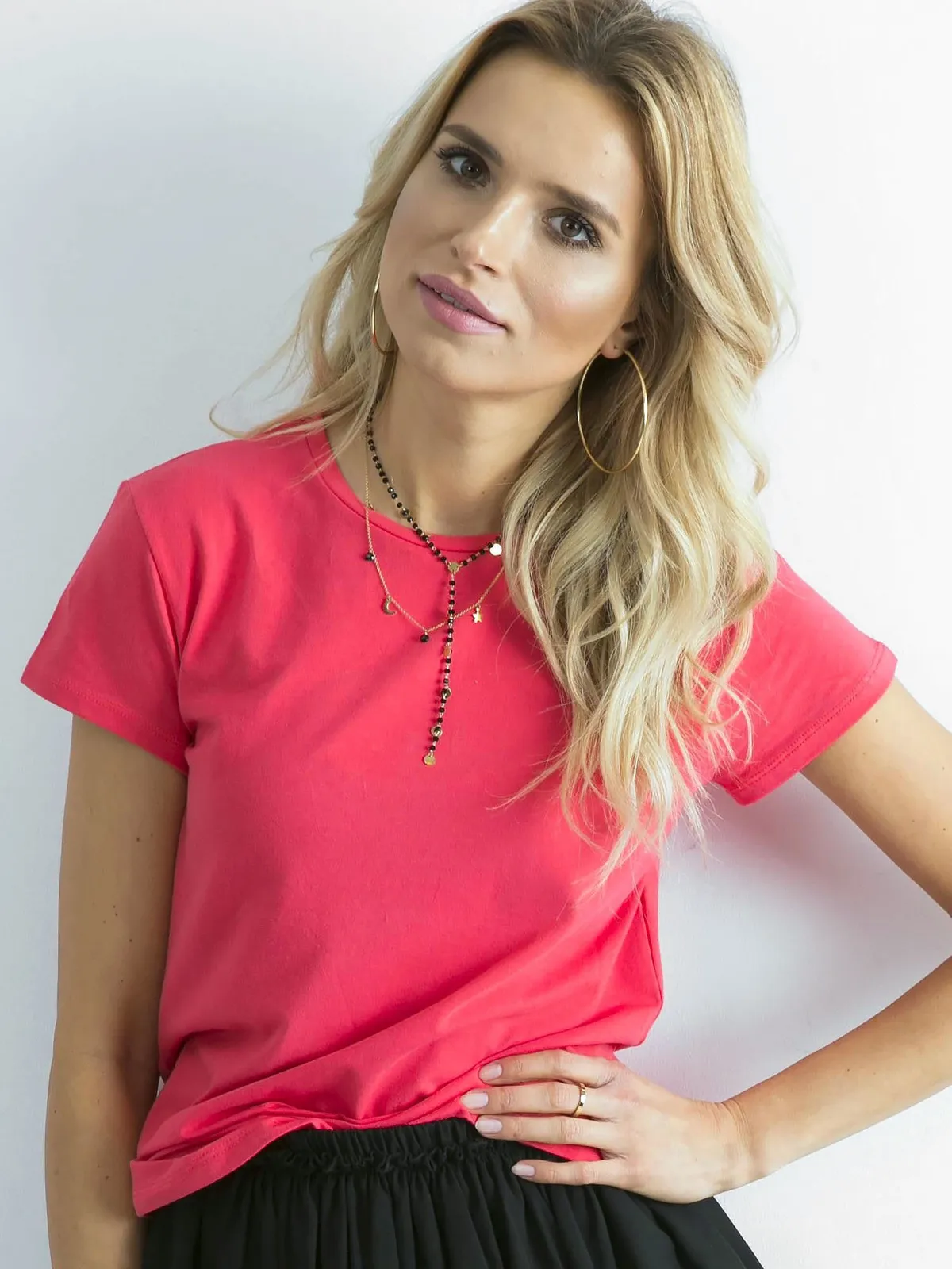 Malinowy t-shirt Peachy - zdjęcie 2