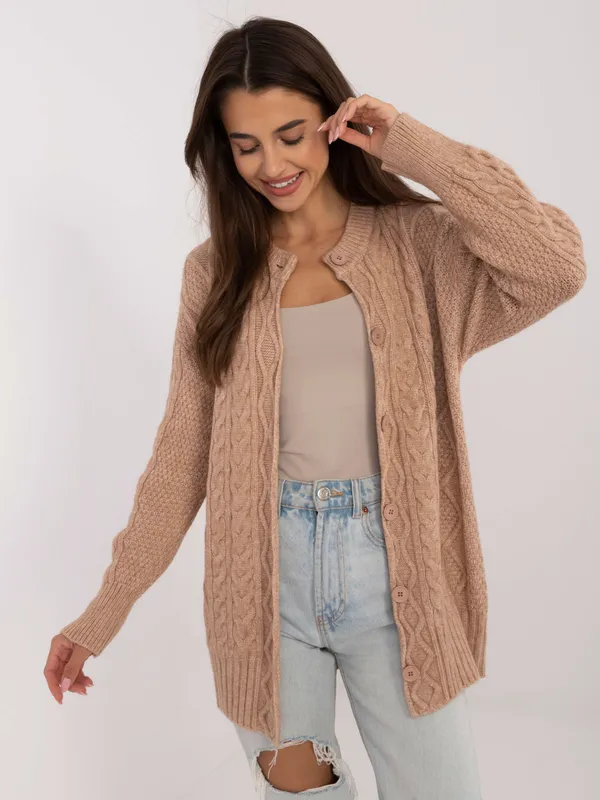 Rozpinany sweter o warkoczowym splocie typu oversize