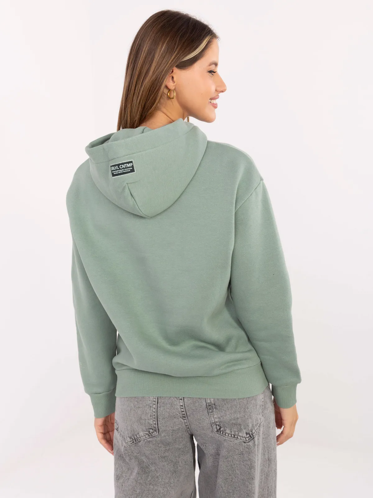 Bluza z kapturem typu kangurka z nadrukiem - zdjęcie 5