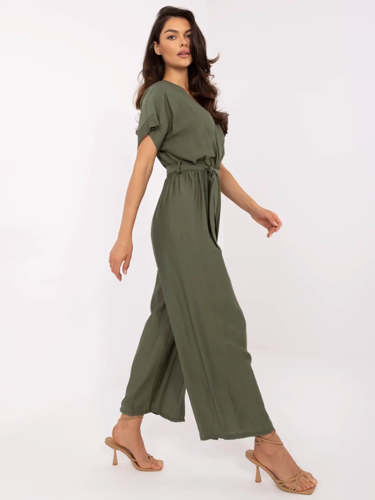 Kombinezon z kopertowym dekoltem i wiązaniem w talii - zdjęcie 1