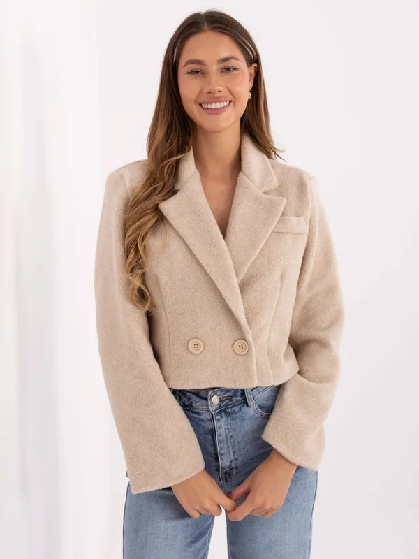 Krótka kurtka typu blazer o kroju pudełkowym