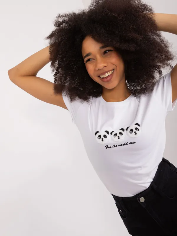 T-shirt z naszywką pandy i nadrukiem casualowy - widok 2