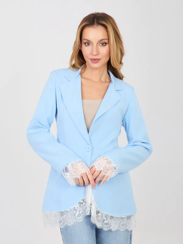 Elegancka marynarka z ozdobnym koronkowym wykończeniem