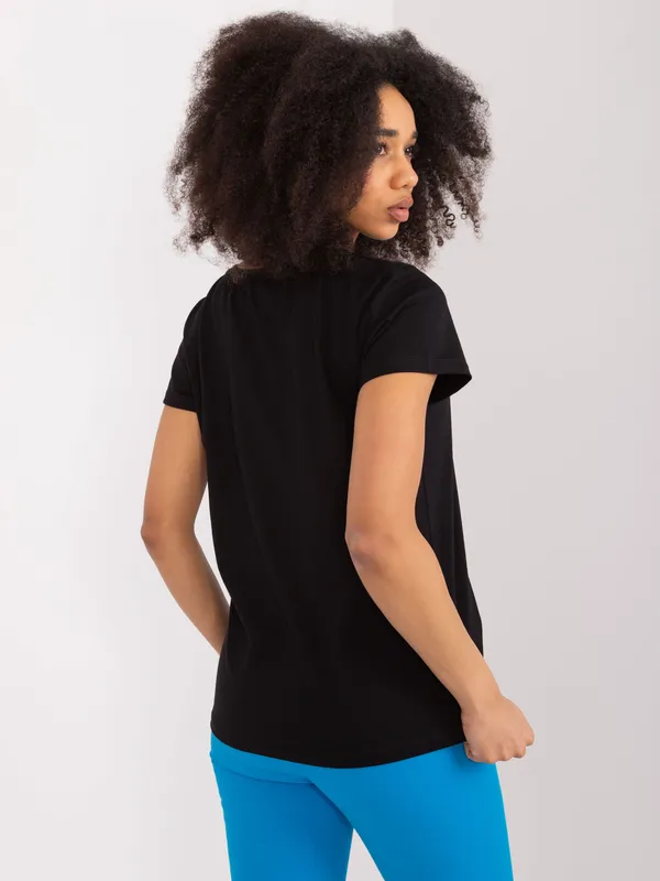 T-shirt z naszywką pandy i nadrukiem casualowy