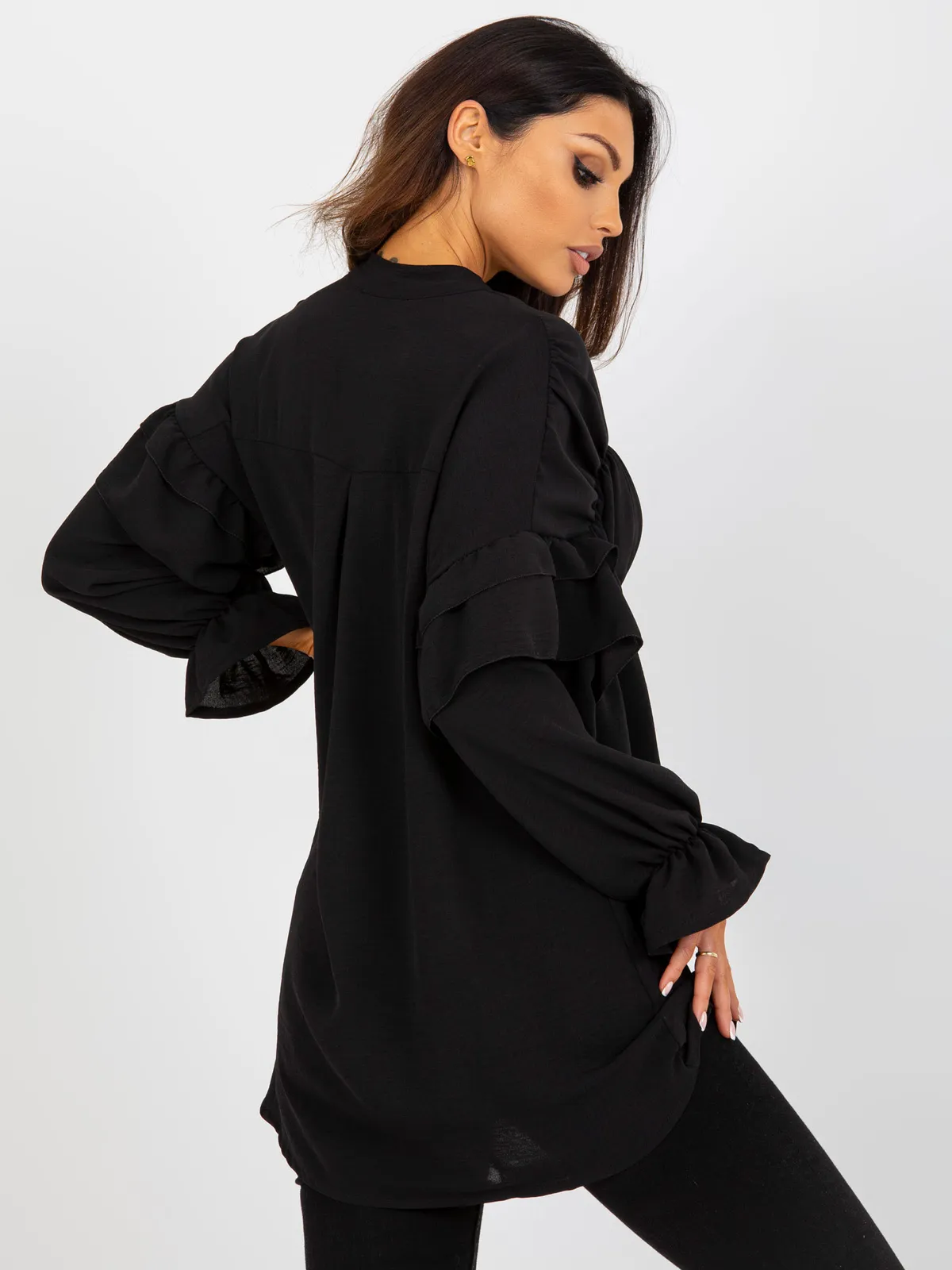 Khaki boho koszula z marzeniem i falbanami OCH BELLA - zdjęcie 5