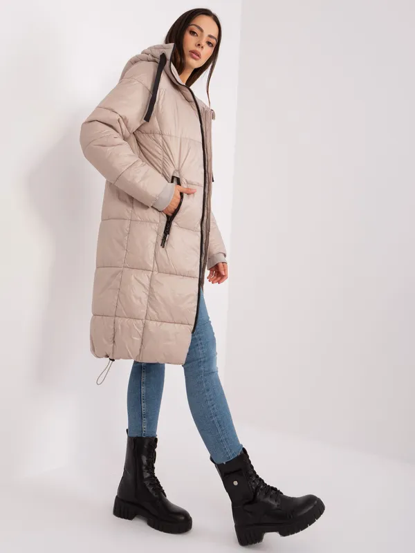 Beżowa pikowana kurtka zimowa SUBLEVEL