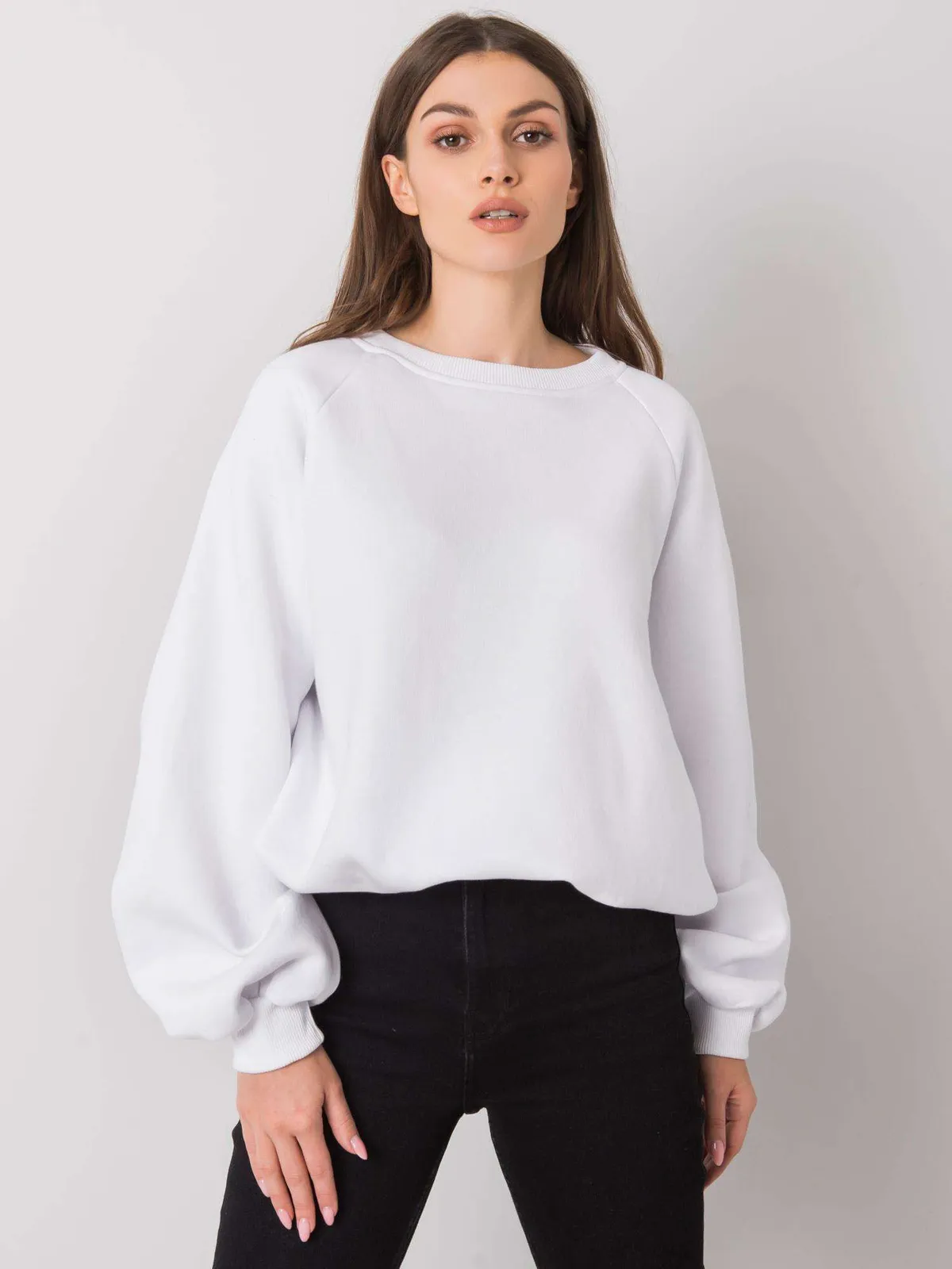 RUE PARIS Biała gładka bluza - zdjęcie 3