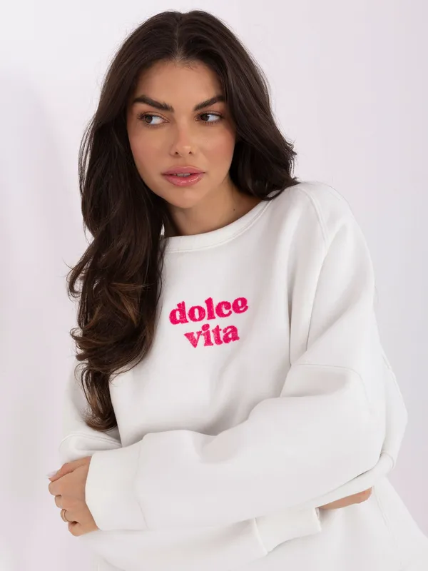 Bluza oversize z napisem w stylu casual - widok 2