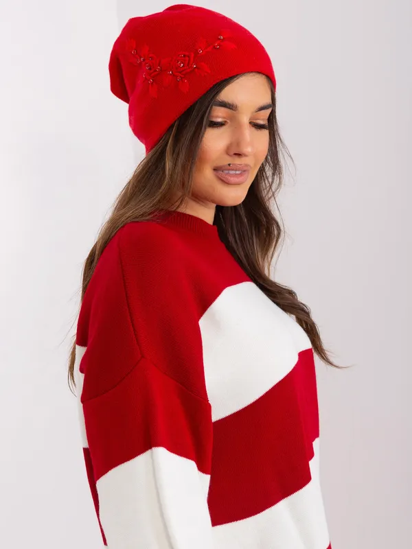 Szara dzianinowa czapka beanie z bawełną