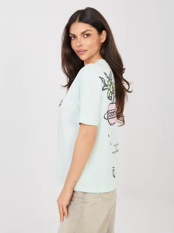 T-shirt oversize z dziewczęcym nadrukiem - widok 2