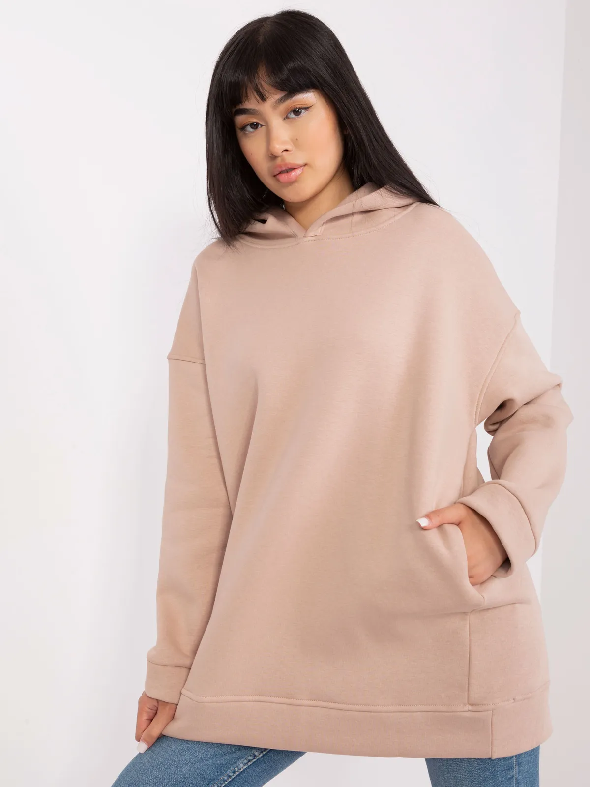 Pistacjowa dresowa bluza basic z kapturem - zdjęcie 3
