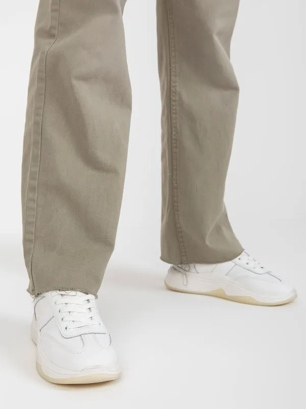 Khaki spodnie jeansowe z szeroką nogawką FRESH MADE - widok 2
