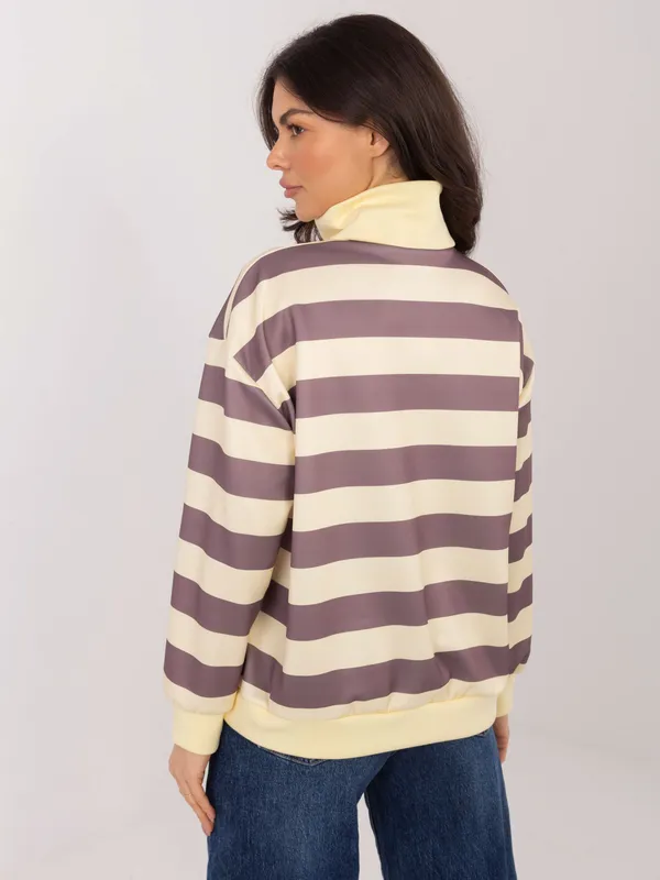 Bluza oversize w paski z kołnierzem zapinana na suwak