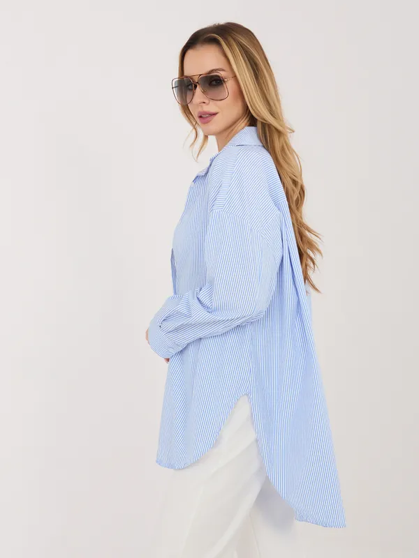 Koszula oversize o wydłużonym kroju z rozcięciami - widok 2