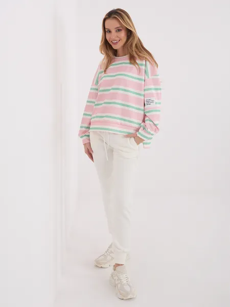 Oversize bluza w paski z naszywką