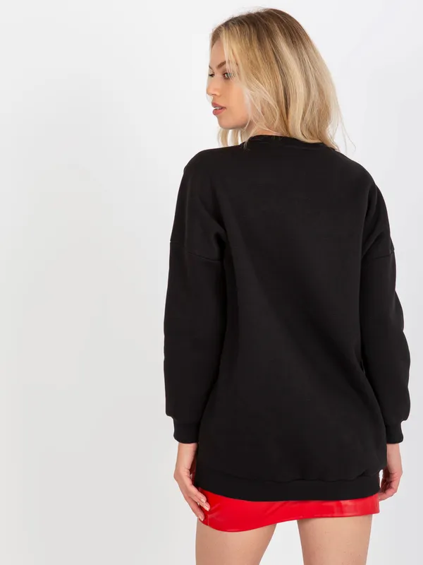 Czarna dresowa bluza basic z bawełny - widok 2