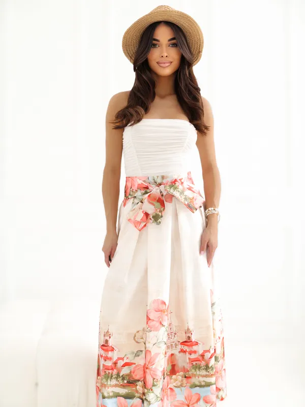 Rozkloszowana spódnica maxi z wiązaną kokardą - widok 2