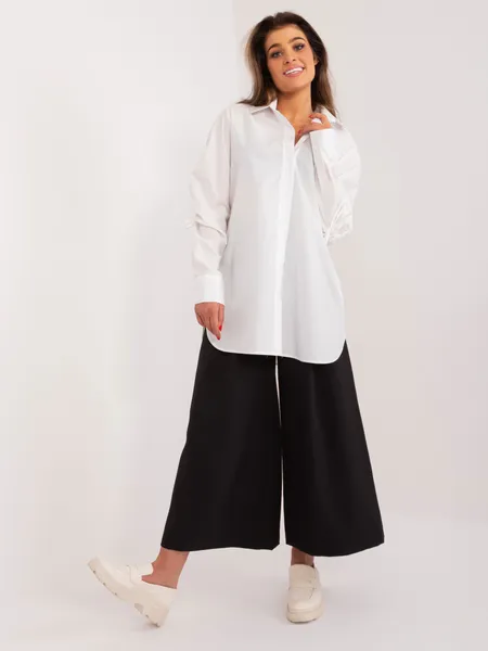 Koszula oversize z wiązanymi rękawami o kroju casualowym