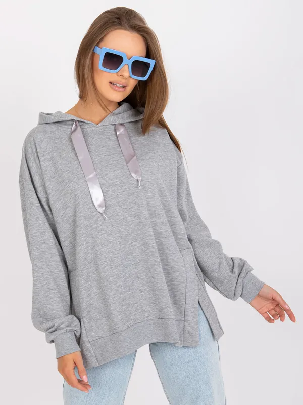 Bluza oversize z kapturem i rozcięciami po bokach - widok 2