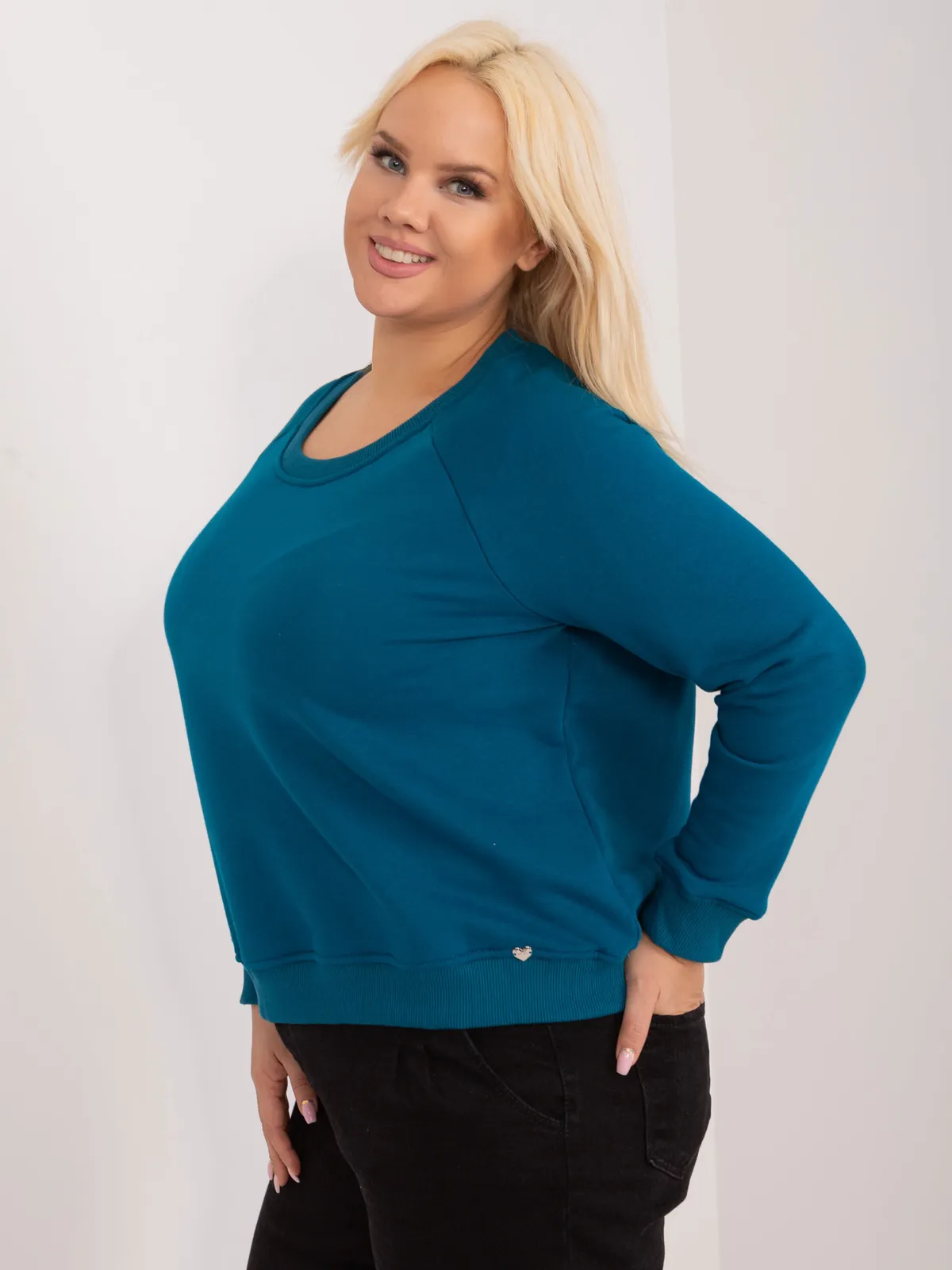 Bordowa bluza plus size bez kaptura - zdjęcie 1