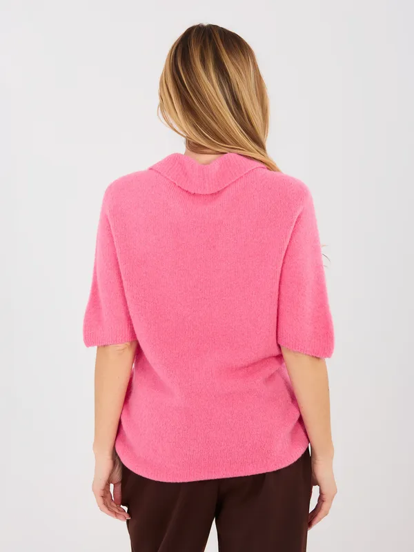 Casualowy sweter z kołnierzykiem i krótkim rękawem