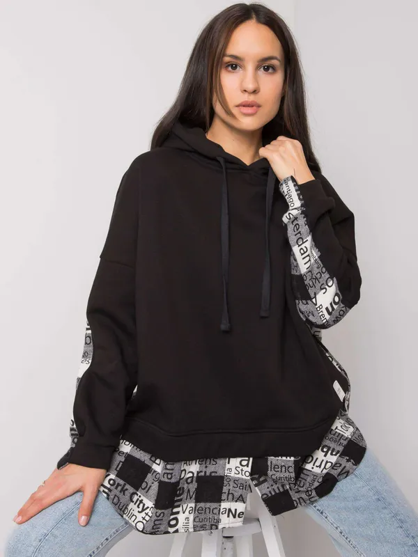 Oversize bluza z kapturem i nadrukiem miast - widok 2