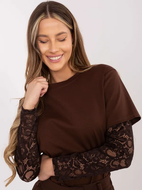 Bluzka z koronkowymi rękawami w stylu casual