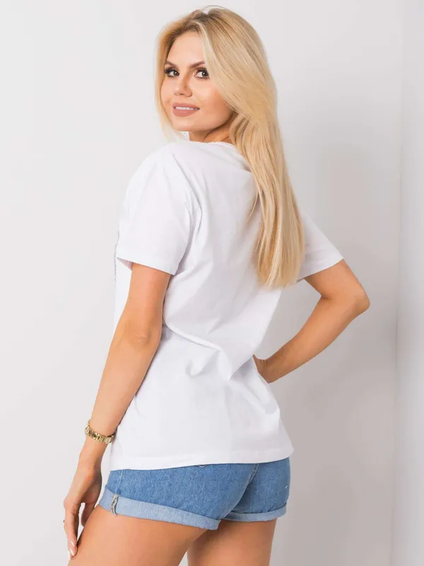 Czarny t-shirt z nadrukiem i aplikacją