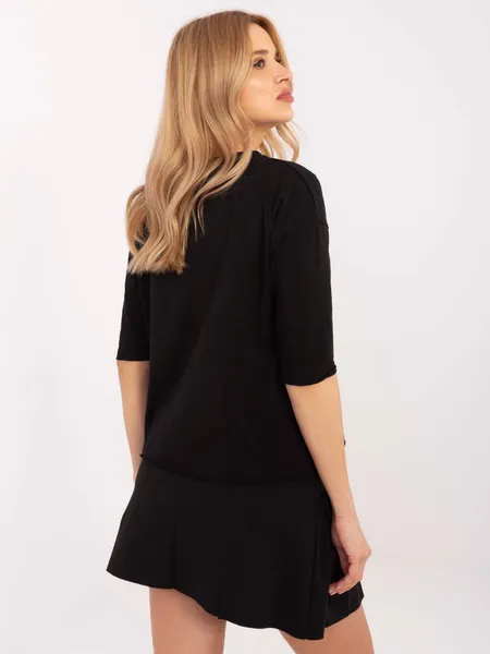 Casualowa bluzka oversize z nadrukiem i rękawem 3/4