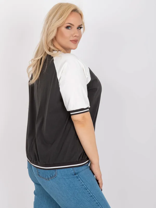 Sportowa bluzka oversize w stylu baseballowym - widok 2