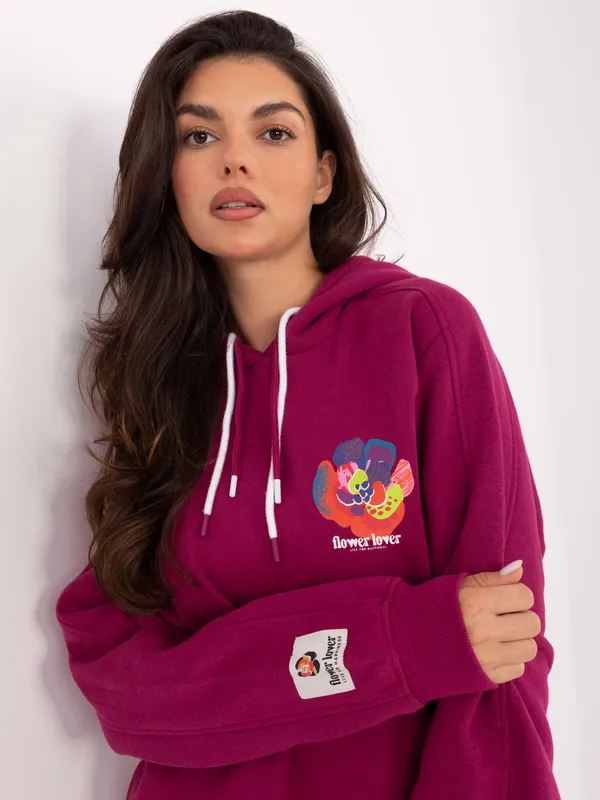 Oversize'owa bluza z kapturem i kwiatowym nadrukiem